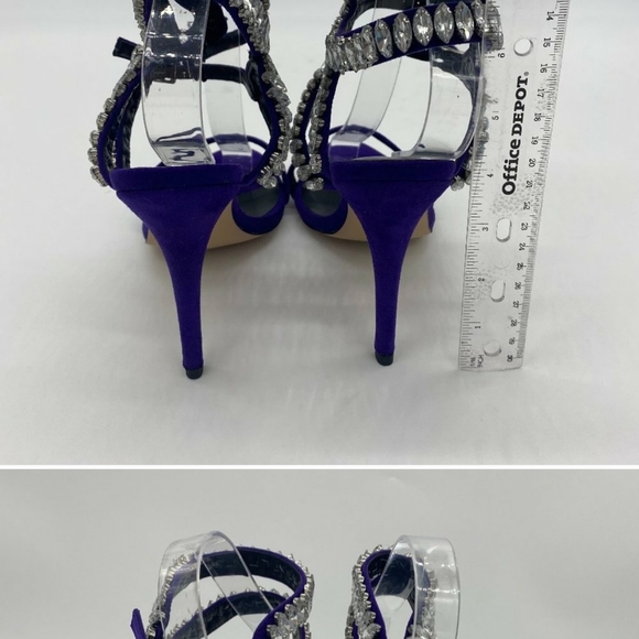 XYD Purple Stiletto Heel Strappy Rhineston Sandals - Picture 4 of 12